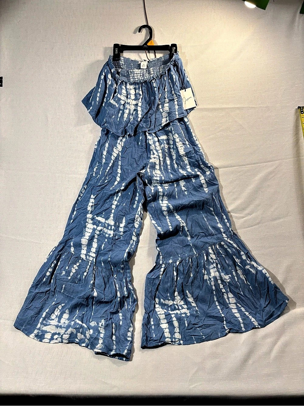 Joppa Tie-Dye Flare Jumpsuit in Blue & White Size XS NWT